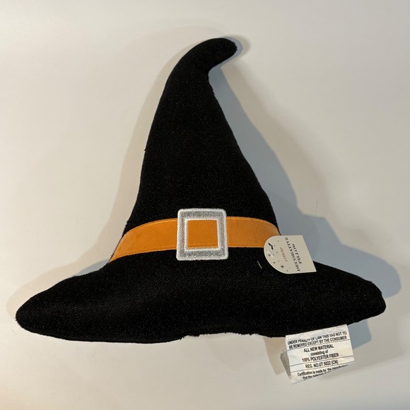 Other - Halloween Witch Hat Decorative Throw Pillow Black Orange Buckle Plush Decor